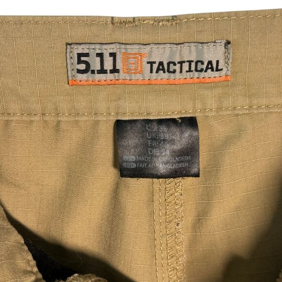 5.11 Tactical Mens Khaki Cargo Shorts With Elastic Waist Pockets Size 38 - Picture 8 of 9